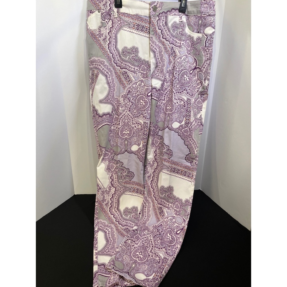Chico's So Slimming Girlfriend Ankle Jeans Purple Paisley Print Size 3 Large XL